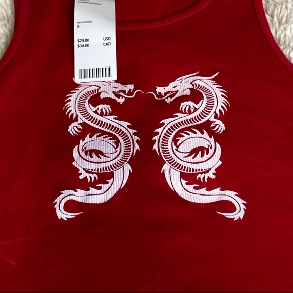 Truly Madly Deeply  By Urban outfittersCropped Top Red Dragon Size 5 - Picture 2 of 7